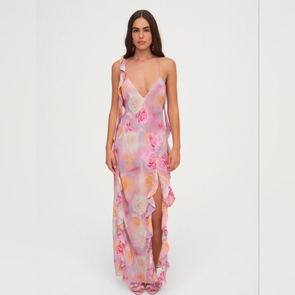 NWT For Love And Lemons Beate Maxi Dress - Pink Floral - Size M